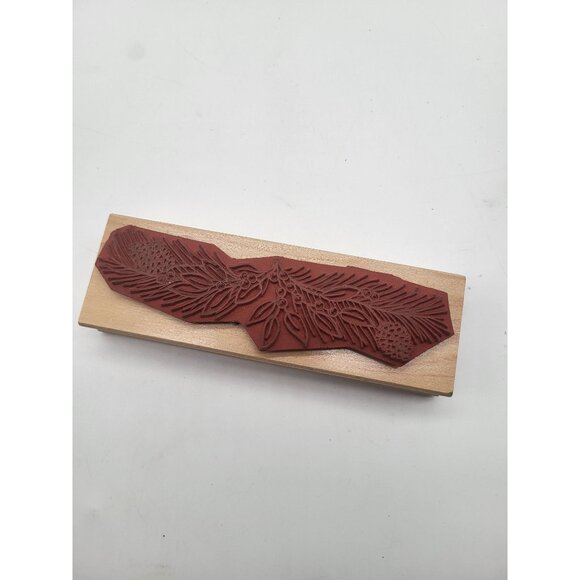 Great Impressions C210 Wood Mounted Rubber Stamp Pinecone Holly Branch Holiday - Picture 3 of 8